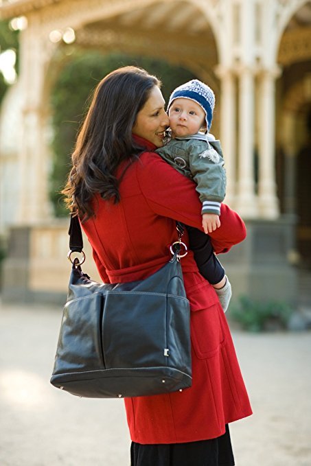OiOi Studded Leather Hobo Diaper Bag